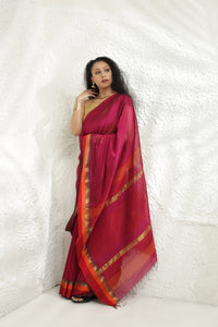 Magenta Pink Maheshwari silk saree