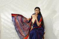 Royal blue Maheshwari silk saree