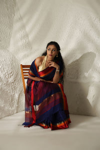 Royal blue Maheshwari silk saree