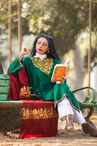 Embroided Dark-green Kashmiri Pheran