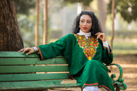 Embroided Dark-green Kashmiri Pheran