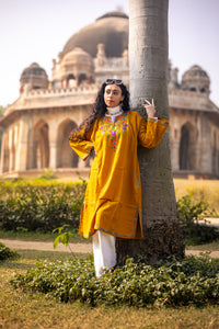 Embroided Mustard Kashmiri Pheran