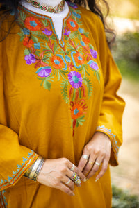 Embroided Mustard Kashmiri Pheran
