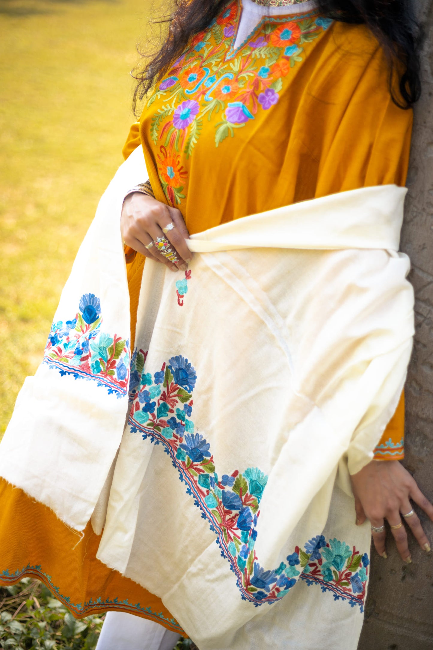 Embroided Mustard Kashmiri Pheran