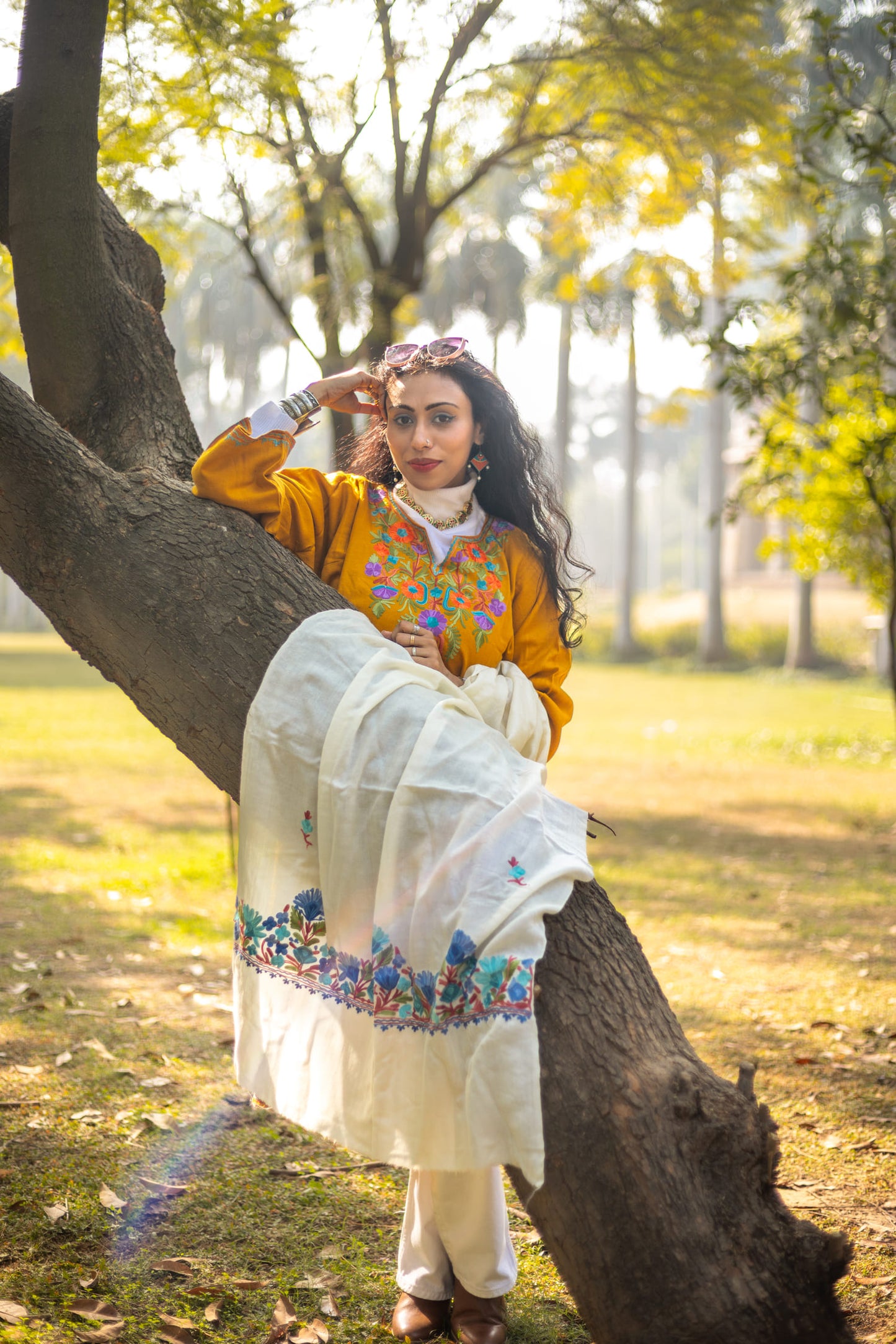 Embroided Mustard Kashmiri Pheran