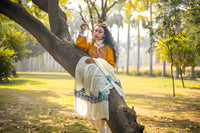Pure white stole with Kashmiri embroidery