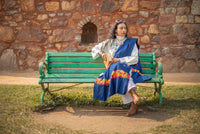 Royal-blue coloured Stole with Kashmiri embroidery