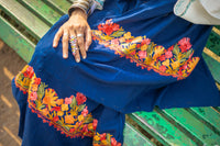 Royal-blue coloured Stole with Kashmiri embroidery
