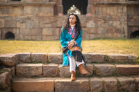 Embroided Teal blue Kashmiri Pheran