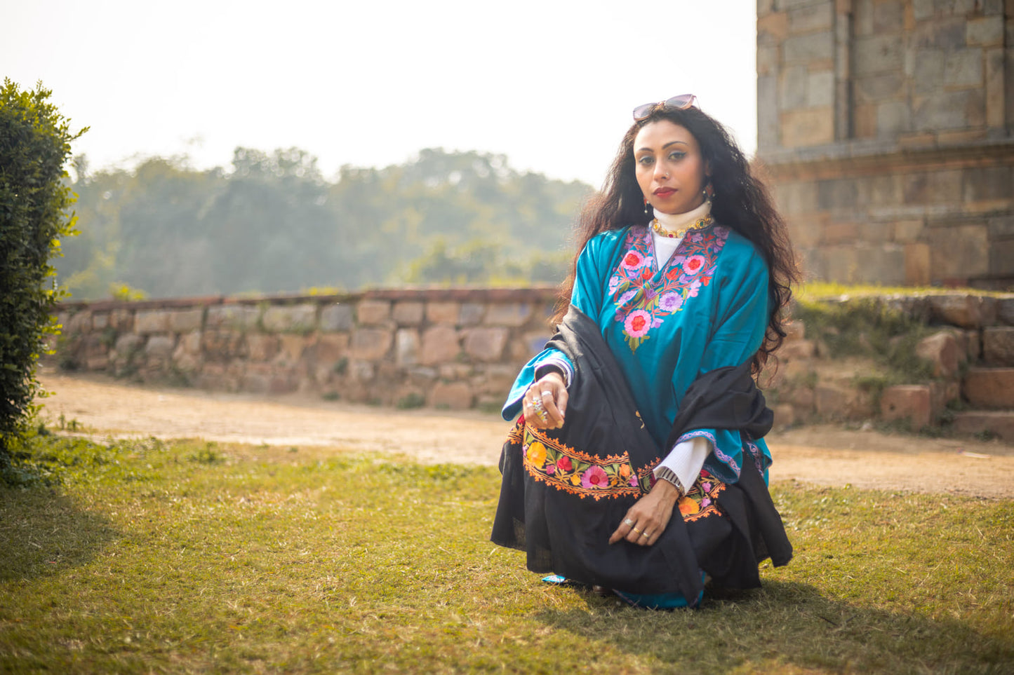 Black Stole with Kashmiri embroidery